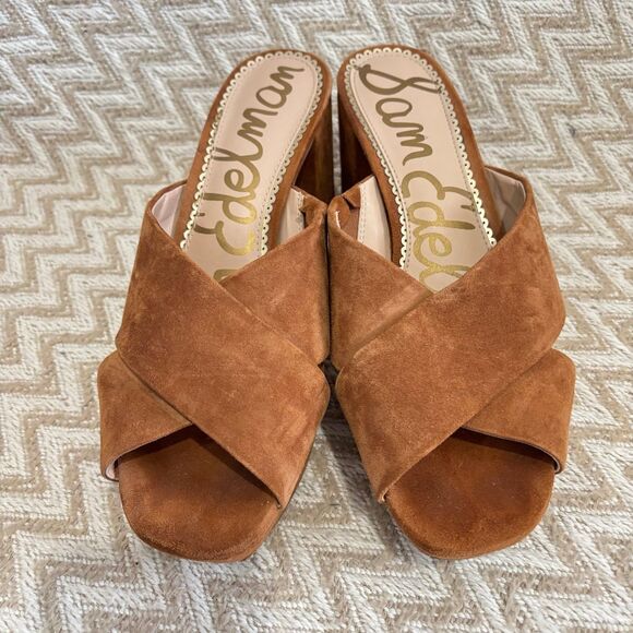 Sam Edelman Jayne Suede Crisscross Heeled Sandals - Picture 3 of 10